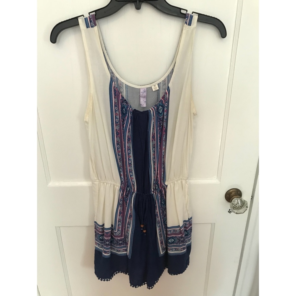Alya White and Blue Paisley Romper